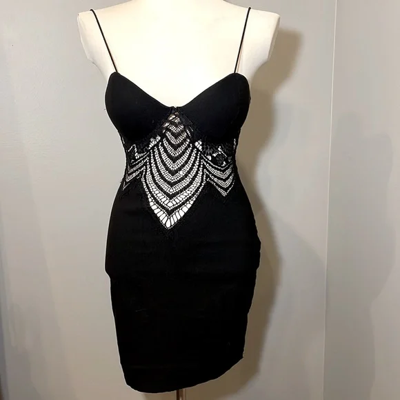 Rare London | Dresses | Rare London Lace Midriff Bodycon Mini Dress Black  Large Us6 | Poshmark